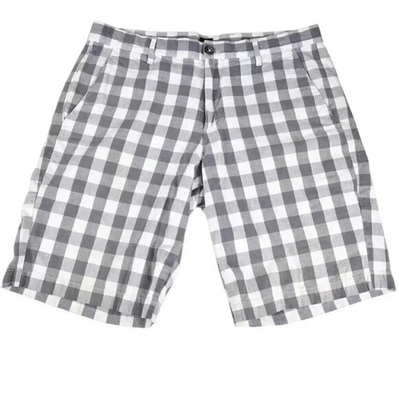 Gap Check Shorts Cotton Chino Grey White Size 34 - Picture 1 of 6